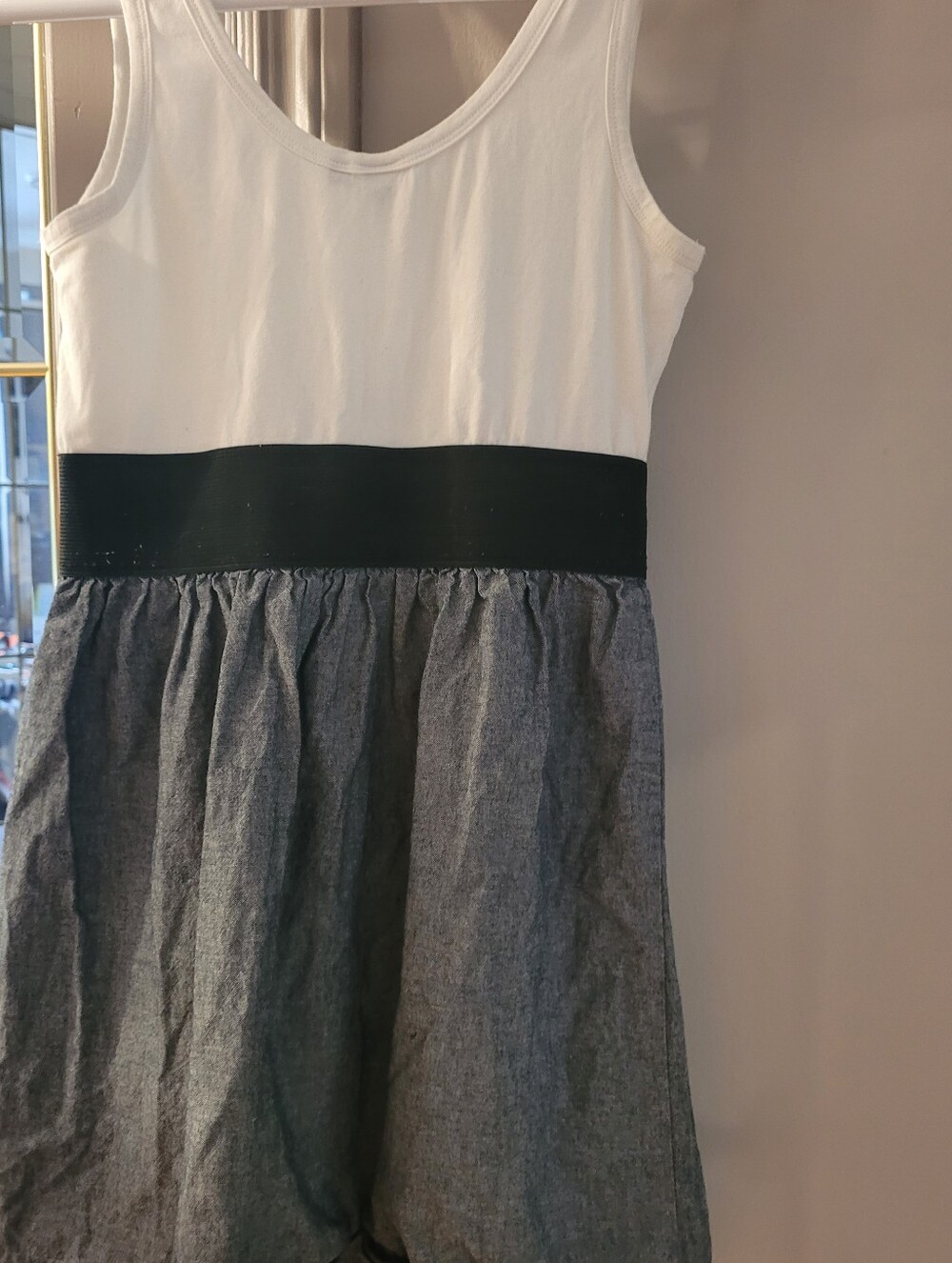 twik Girls Two-Tone Tank Dress in White, Black, and Gray